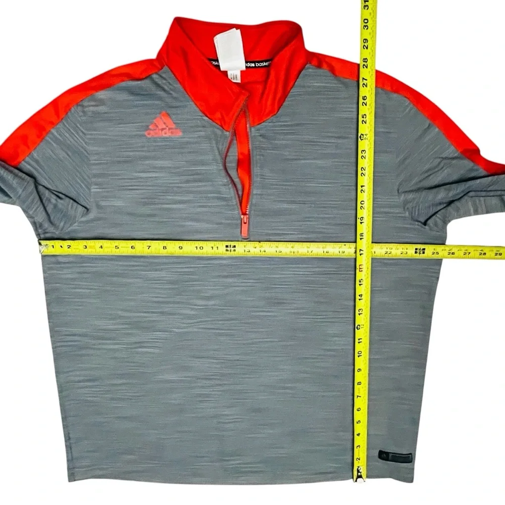 Adidas Polo Gray Basketball Pullover Crazy Ghost 3/4 Zip Long Sleeve Sz 2XL